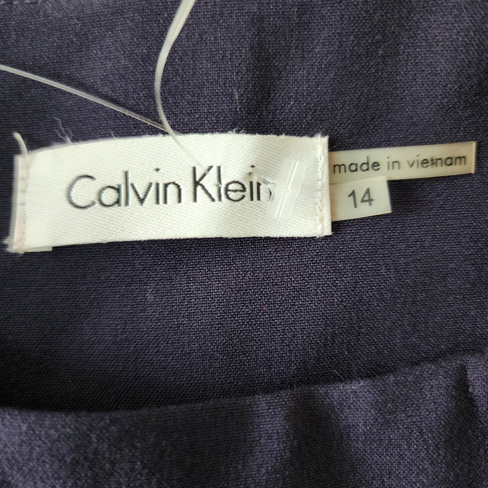 Calvin Klein Dress NWT Womens 14 Dark Blue Zipper Detail Pencil Career Business - Picture 4 of 8